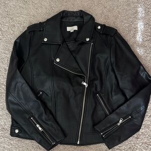 LOFT Black Leather Biker Jacket
